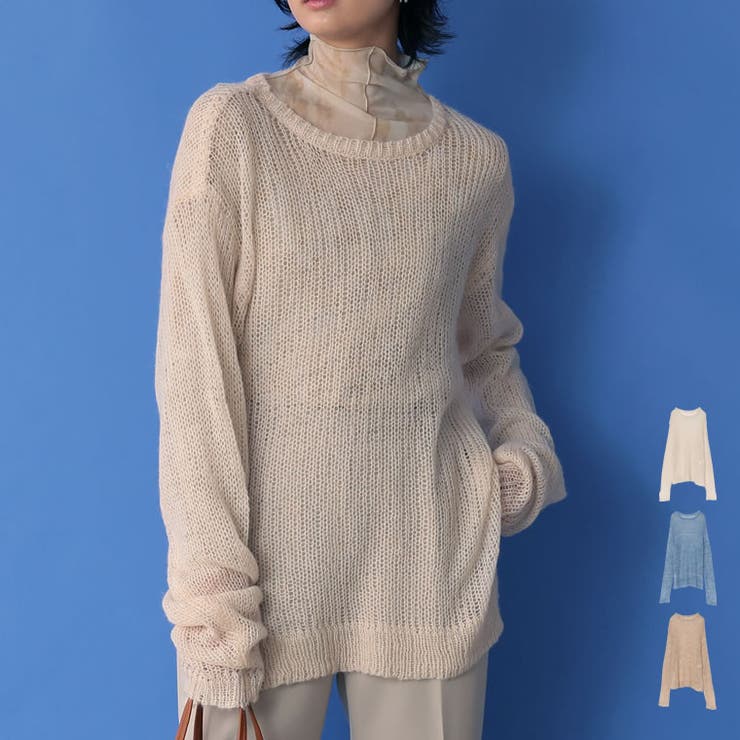 手首のくしゅっとしたシルエットがトレンドライク モヘアタッチローゲージニットチュ… | Re:EDIT | 詳細画像1 