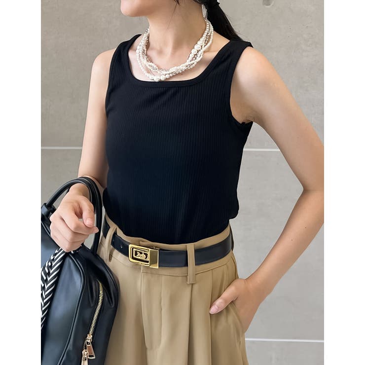 ブラック(001) | 無地テレコリブタンクトップ | Re:EDIT