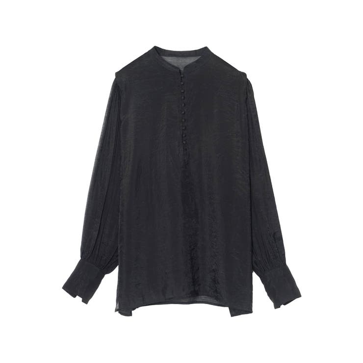 ブラック(001) | 大人フェミニンな旬のシアートップス シアーポプリンボリュームスリーブブラウス | Re:EDIT