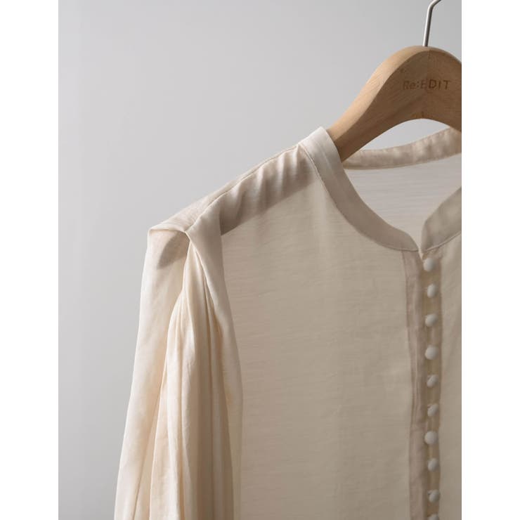 大人フェミニンな旬のシアートップス シアーポプリンボリュームスリーブブラウス | Re:EDIT | 詳細画像4 