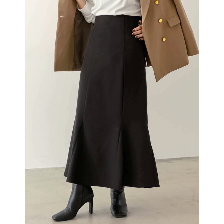 ブラック(001) | [低身長/高身長サイズ有]カットツイルウエストダーツマーメイドスカート | Re:EDIT