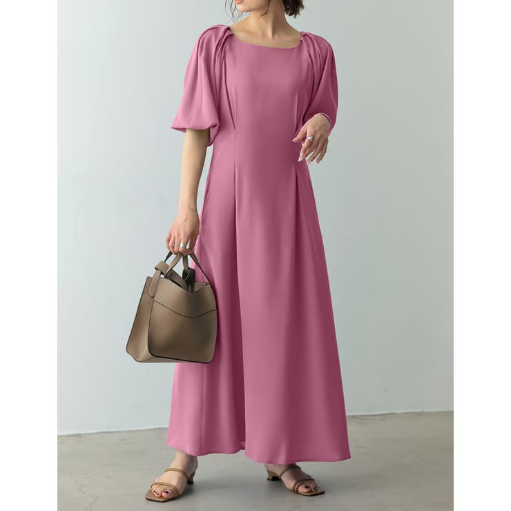 [低身長/高身長サイズ有]ポーラボリュームスリーブフレアマキシワンピース | Re:EDIT | 詳細画像8 