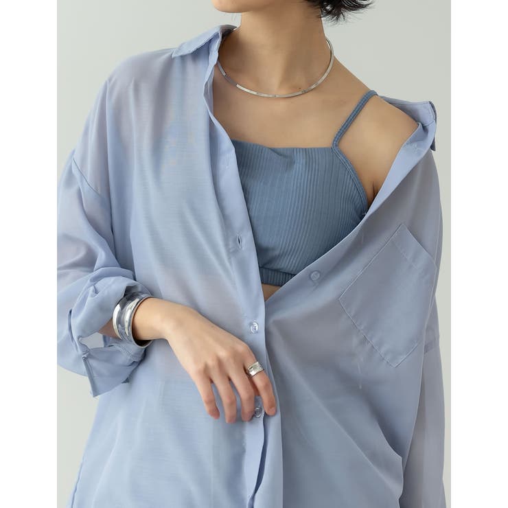 ブルー(013) | カップ付きリブカットソーショートブラトップ | Re:EDIT