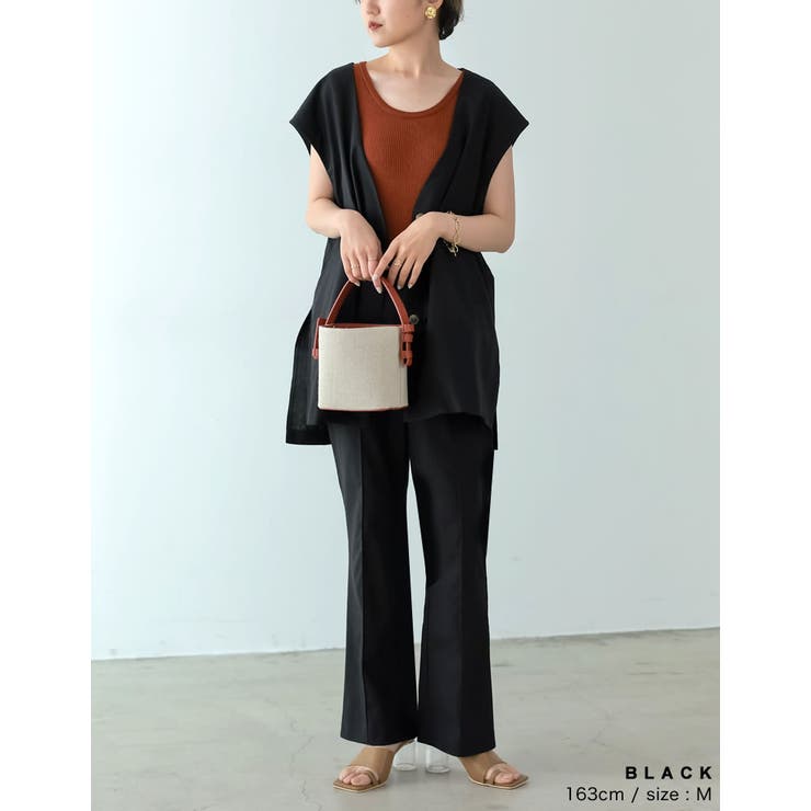 リネンとコットンブレンドで洗練されたストレートパンツ | Re:EDIT | 詳細画像28 