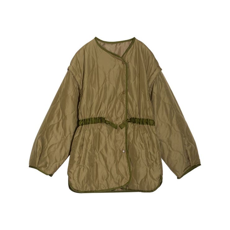 ライトカーキ(018) | 大人カジュアルコーデを楽しむ2WAYキルトジャケット | Re:EDIT