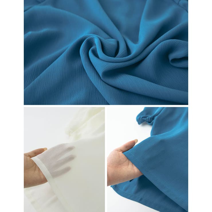 袖ボリュームが品のあるこなれスタイルにぴったり パワーショルダーシアーブラウス | Re:EDIT | 詳細画像32 