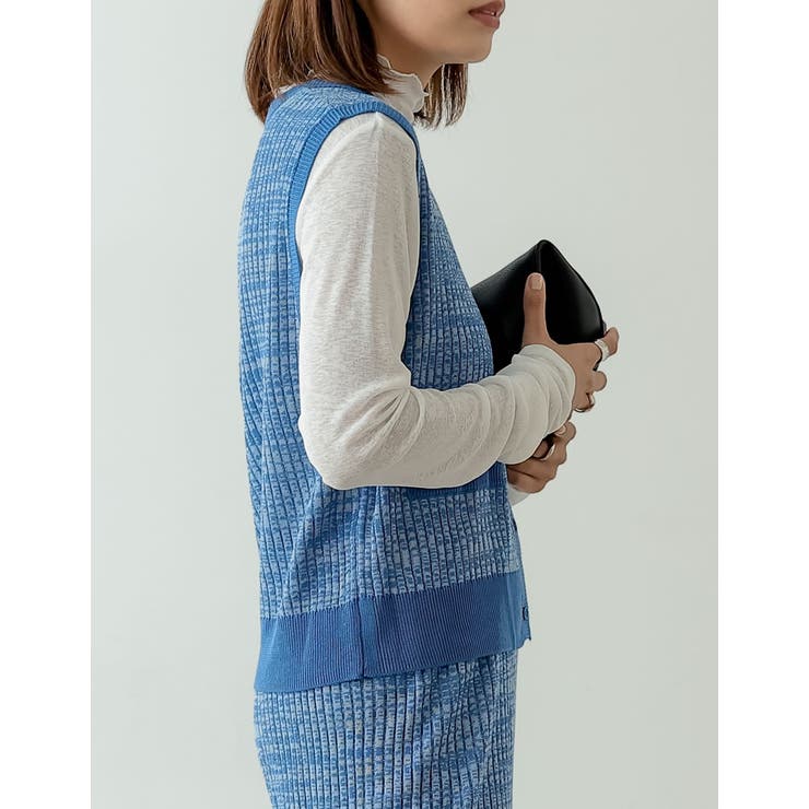 [洗濯機で洗える]リネンタッチミックスカラーニットベスト | Re:EDIT | 詳細画像12 