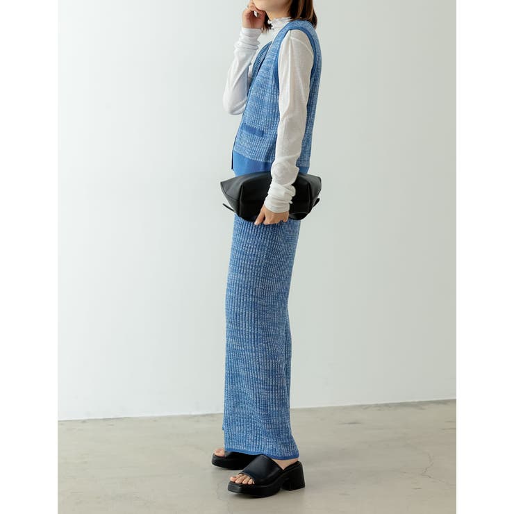 [洗濯機で洗える]リネンタッチミックスカラーニットベスト | Re:EDIT | 詳細画像13 