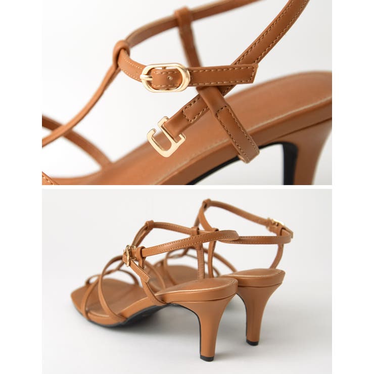 縦のベルトデザインで美脚見せも叶える 細ストラップミュールサンダル シューズ | Re:EDIT | 詳細画像16 