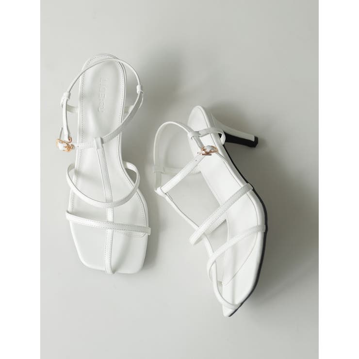 縦のベルトデザインで美脚見せも叶える 細ストラップミュールサンダル シューズ | Re:EDIT | 詳細画像2 