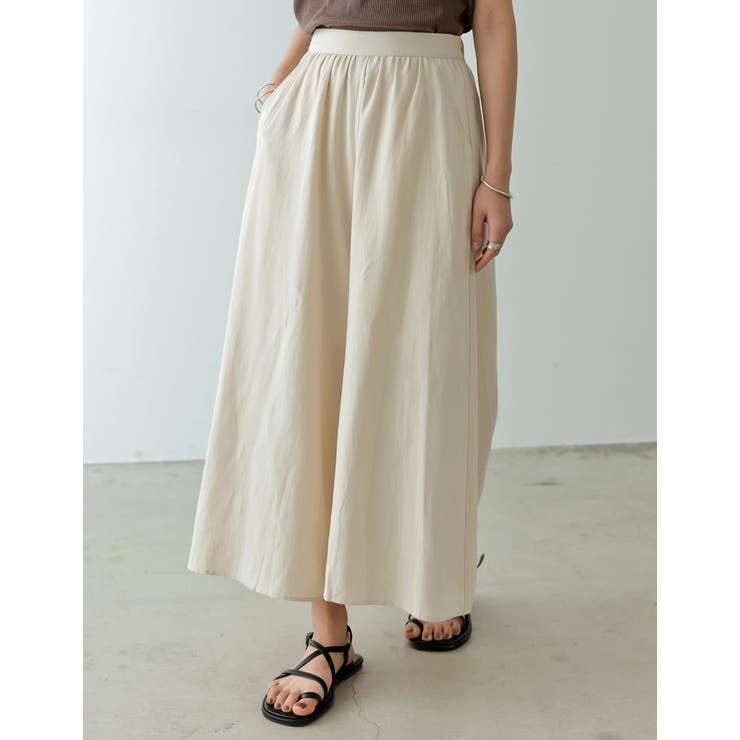 [低身長/高身長サイズ有]リネンライクロングスカンツ | Re:EDIT | 詳細画像4 