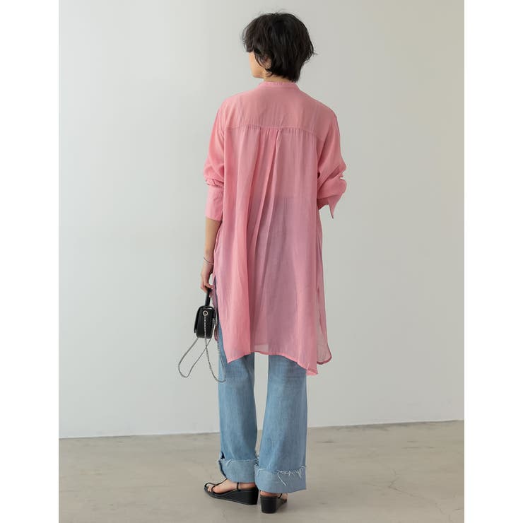 2WAYスリーブアウトバンドカラーシアーシャツチュニック | Re:EDIT | 詳細画像27 