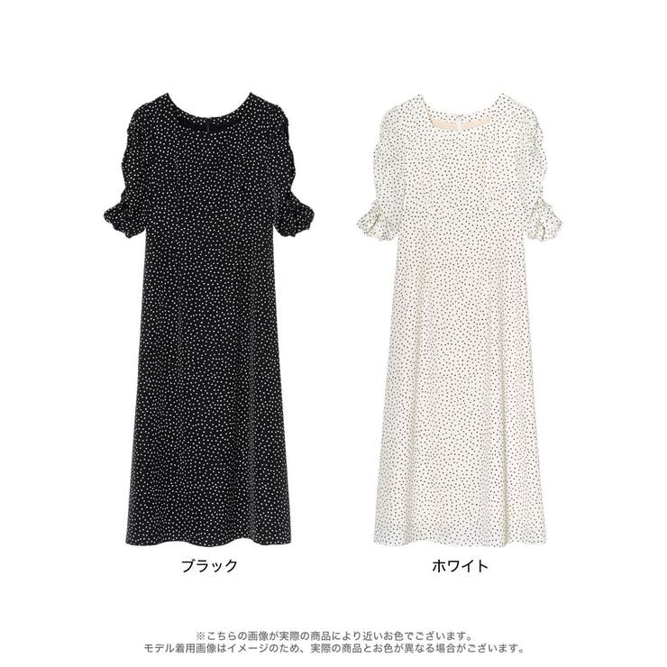 1枚でコーデが完成する美シルエットワンピース ドット柄ギャザースリーブワンピース | Re:EDIT | 詳細画像18 