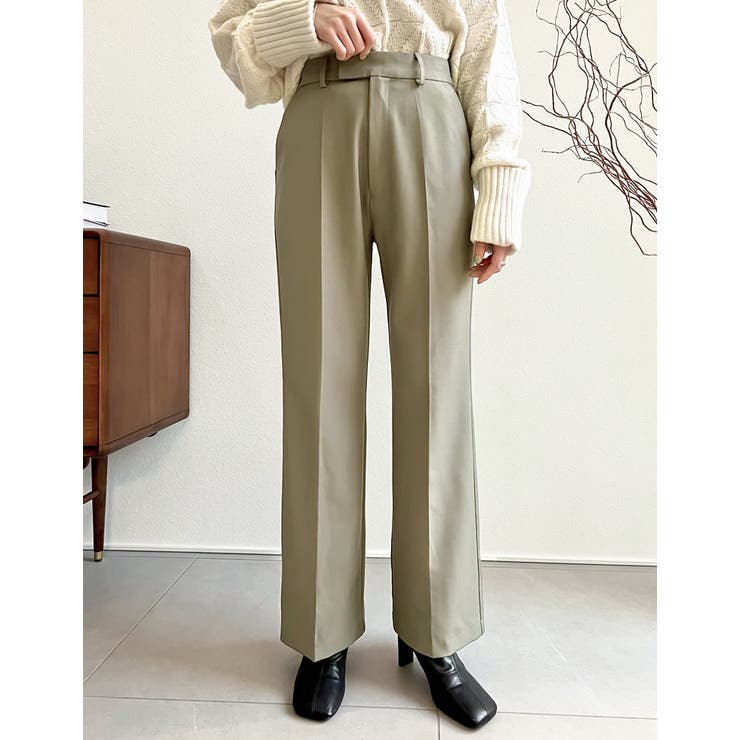 モカベージュ(019) | きれいめカジュアルに欠かせない美脚パンツ MIXドライタッチキックフレアパンツ | Re:EDIT