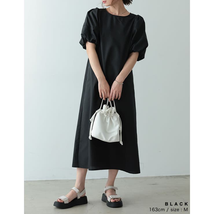 ぽわんとした袖デザインが旬の着こなしに ブロードバルーンスリーブワンピース | Re:EDIT | 詳細画像5 