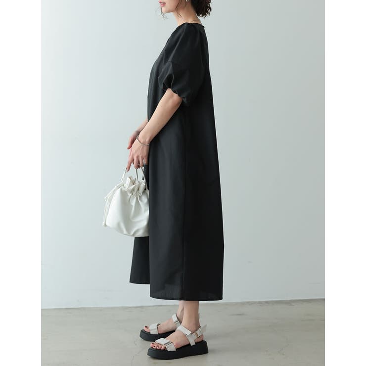 ぽわんとした袖デザインが旬の着こなしに ブロードバルーンスリーブワンピース | Re:EDIT | 詳細画像6 