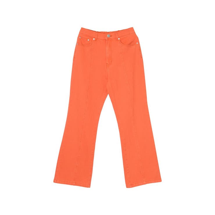 オレンジ(015) | 綺麗なレッグラインを叶えるコットンカラーフレアパンツ | Re:EDIT