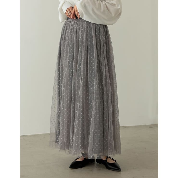 優美にクラスアップするドットチュールスカート[品番：GS000020605