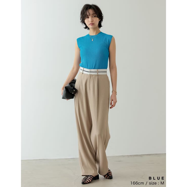 リネンタッチノースリーブリブニットトップス | Re:EDIT | 詳細画像11 