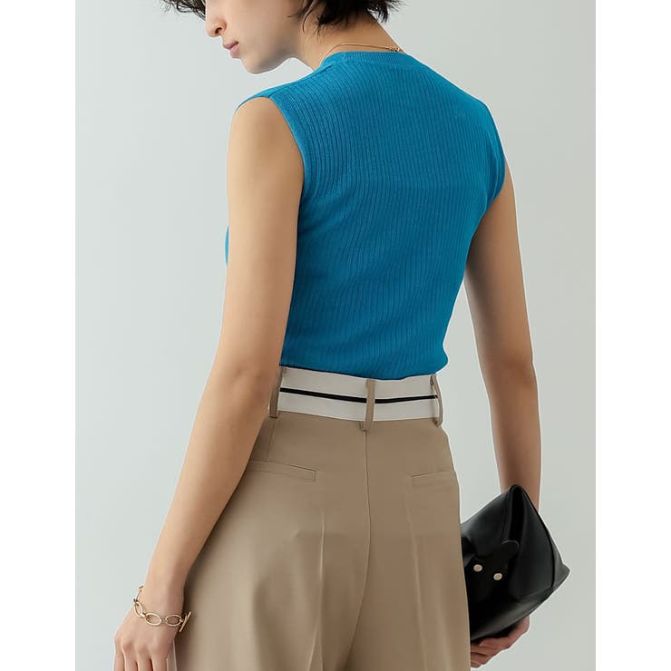 リネンタッチノースリーブリブニットトップス | Re:EDIT | 詳細画像12 