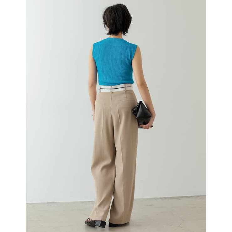 リネンタッチノースリーブリブニットトップス | Re:EDIT | 詳細画像13 