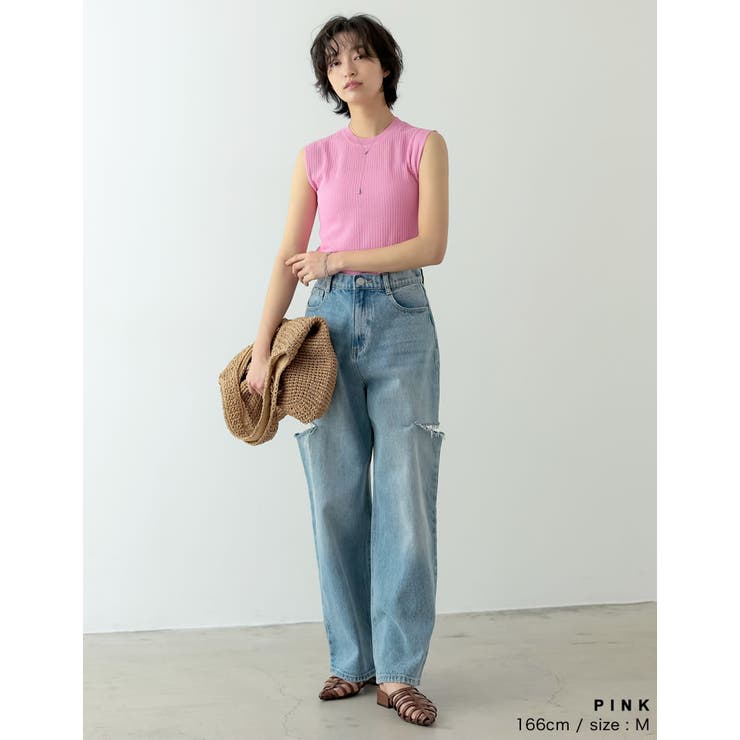 リネンタッチノースリーブリブニットトップス | Re:EDIT | 詳細画像9 