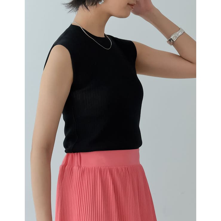 リネンタッチノースリーブリブニットトップス | Re:EDIT | 詳細画像28 