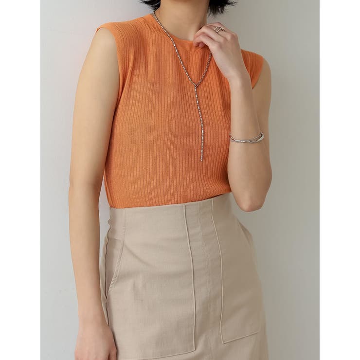 リネンタッチノースリーブリブニットトップス | Re:EDIT | 詳細画像32 