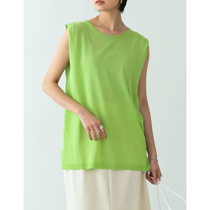 グリーン(017) | シンプルながらも抜け感のあるシアータンクトップ | Re:EDIT