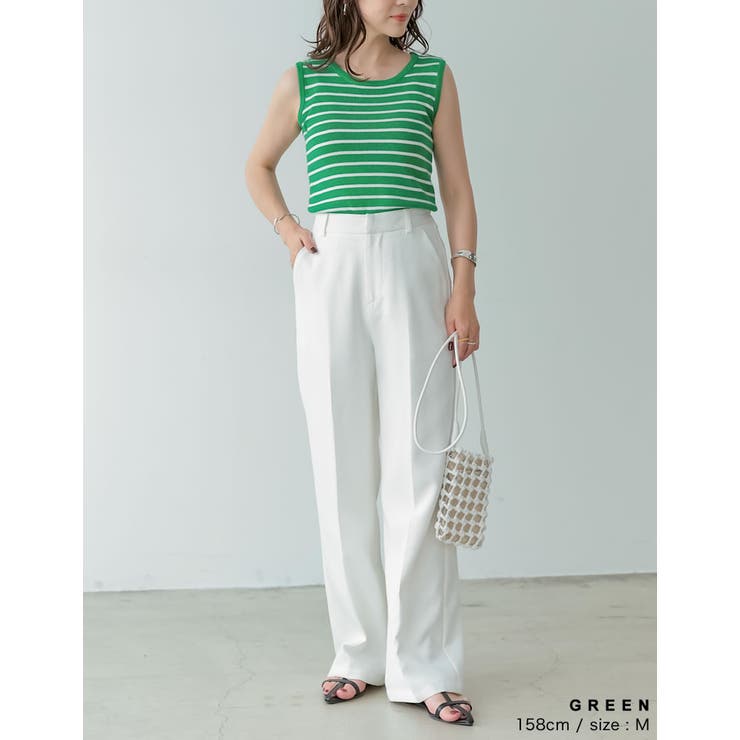 カジュアルな要素を程よく取り入れる サマーニットボーダータンクトップ トップス | Re:EDIT | 詳細画像14 