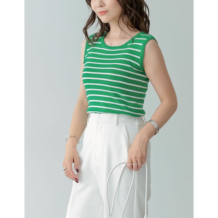 カジュアルな要素を程よく取り入れる サマーニットボーダータンクトップ トップス | Re:EDIT | 詳細画像15 