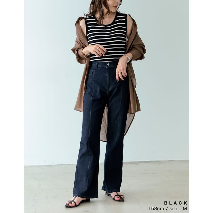 カジュアルな要素を程よく取り入れる サマーニットボーダータンクトップ トップス | Re:EDIT | 詳細画像17 