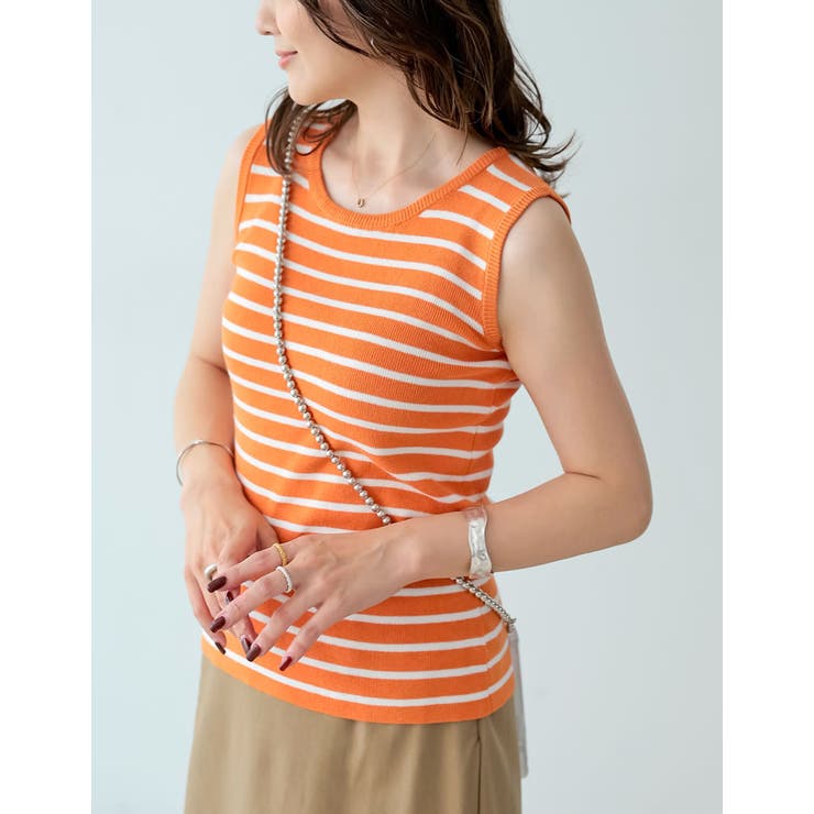 カジュアルな要素を程よく取り入れる サマーニットボーダータンクトップ トップス | Re:EDIT | 詳細画像4 