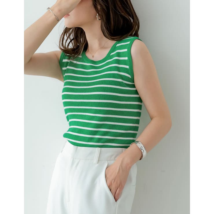 カジュアルな要素を程よく取り入れる サマーニットボーダータンクトップ トップス | Re:EDIT | 詳細画像5 