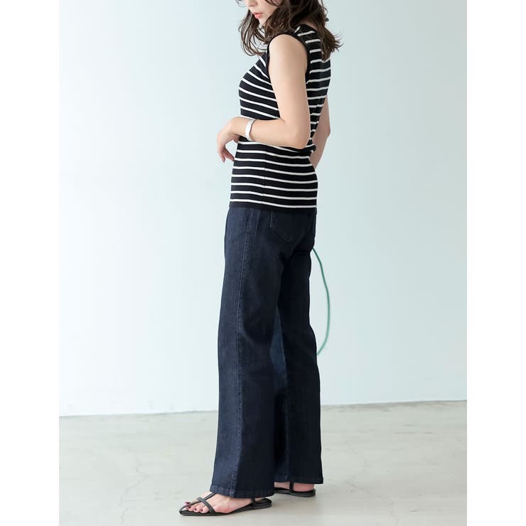 カジュアルな要素を程よく取り入れる サマーニットボーダータンクトップ トップス | Re:EDIT | 詳細画像21 