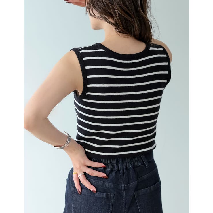 カジュアルな要素を程よく取り入れる サマーニットボーダータンクトップ トップス | Re:EDIT | 詳細画像22 