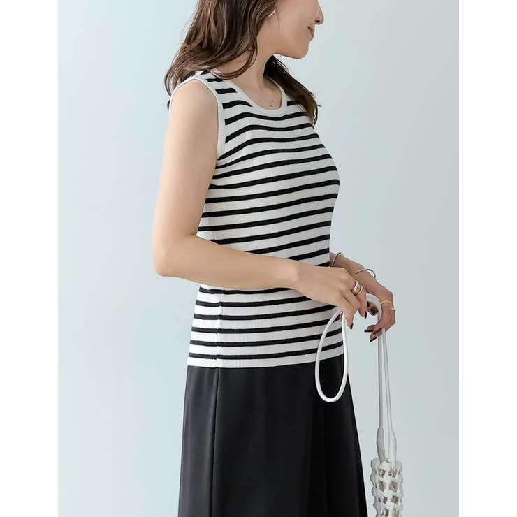 カジュアルな要素を程よく取り入れる サマーニットボーダータンクトップ トップス | Re:EDIT | 詳細画像30 