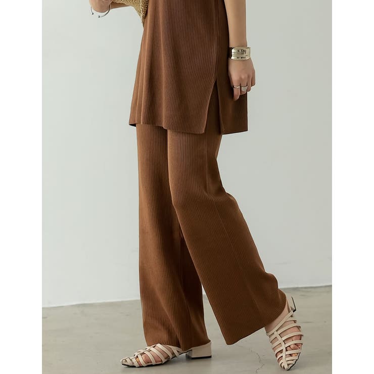 [低身長サイズ有]プレーティングリブニットパンツ | Re:EDIT | 詳細画像4 