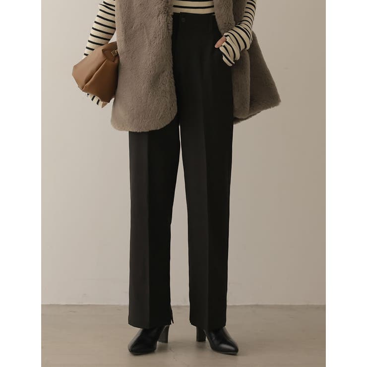 ブラック(001) | きれい見えするシルエットにこだわったスラックス [2022A W | Re:EDIT