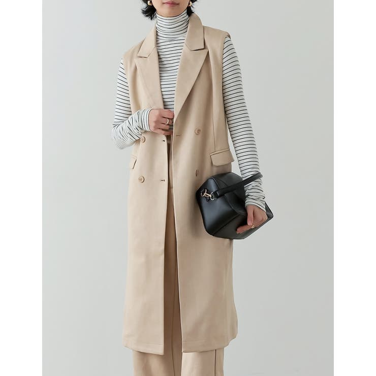 アイボリーベージュ(003) | [低身長サイズ有]スウェードポンチテーラードノースリコート | Re:EDIT