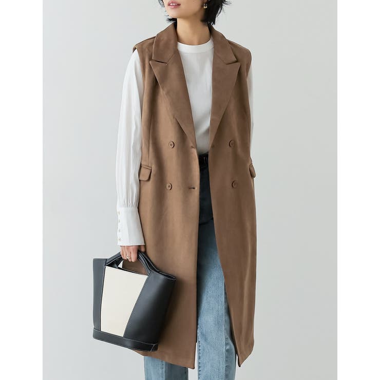 [低身長サイズ有]スウェードポンチテーラードノースリコート | Re:EDIT | 詳細画像4 