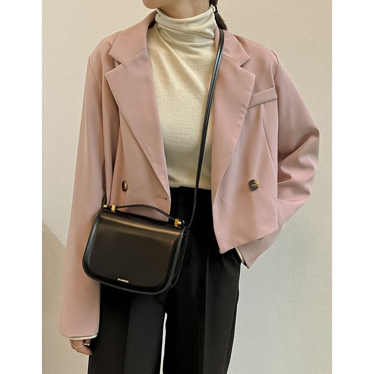 ライトピンク(011) | スタイルアップ効果抜群の定番ジャケット カットツイルショートテーラードジャケット | Re:EDIT