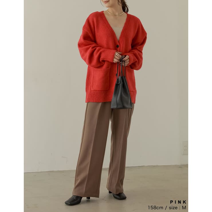 シンプルながらもこなれた印象に 起毛モヘアタッチルーズニットカーディガン トップス | Re:EDIT | 詳細画像14 