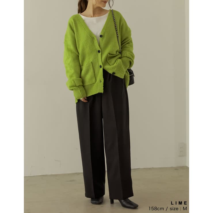 シンプルながらもこなれた印象に 起毛モヘアタッチルーズニットカーディガン トップス | Re:EDIT | 詳細画像16 