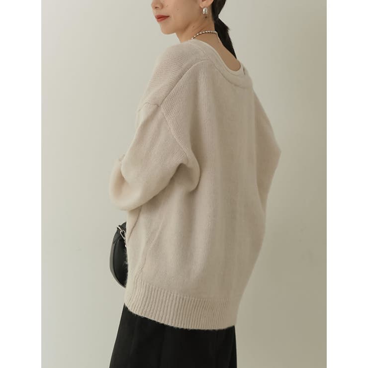 シンプルながらもこなれた印象に 起毛モヘアタッチルーズニットカーディガン トップス | Re:EDIT | 詳細画像22 