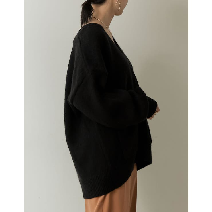 シンプルながらもこなれた印象に 起毛モヘアタッチルーズニットカーディガン トップス | Re:EDIT | 詳細画像29 