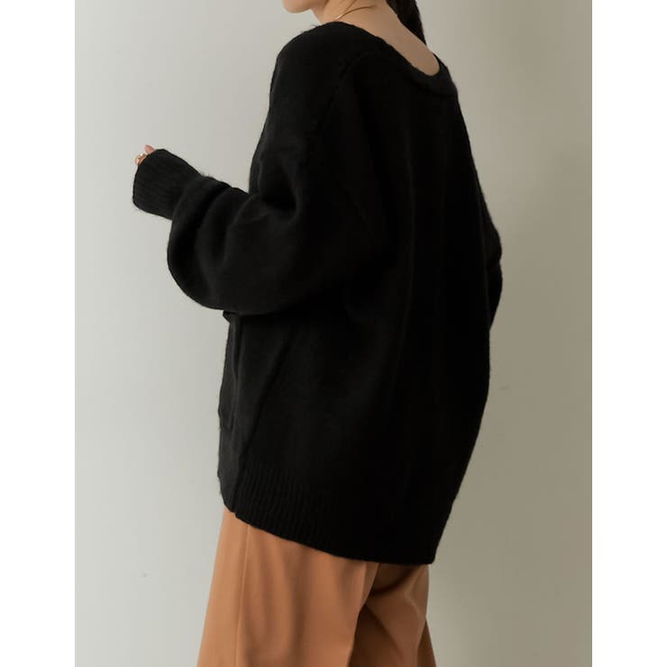 シンプルながらもこなれた印象に 起毛モヘアタッチルーズニットカーディガン トップス | Re:EDIT | 詳細画像30 