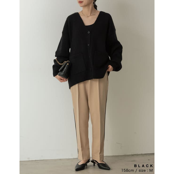 シンプルながらもこなれた印象に 起毛モヘアタッチルーズニットカーディガン トップス | Re:EDIT | 詳細画像31 