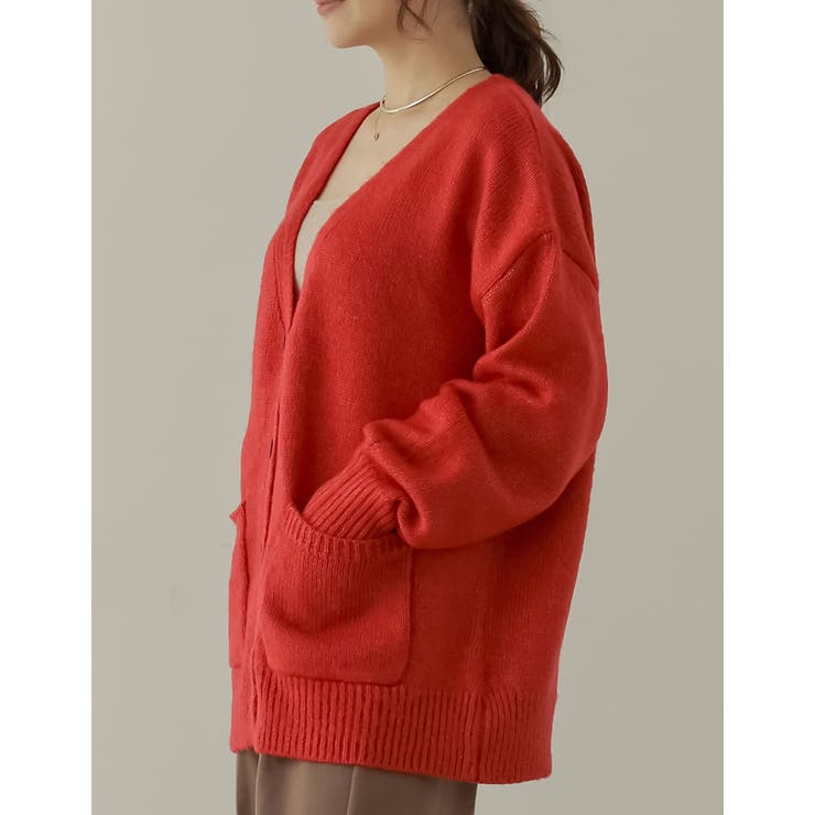 シンプルながらもこなれた印象に 起毛モヘアタッチルーズニットカーディガン トップス | Re:EDIT | 詳細画像32 