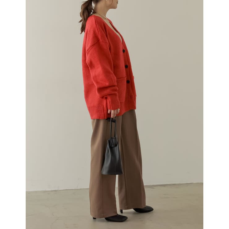 シンプルながらもこなれた印象に 起毛モヘアタッチルーズニットカーディガン トップス | Re:EDIT | 詳細画像33 